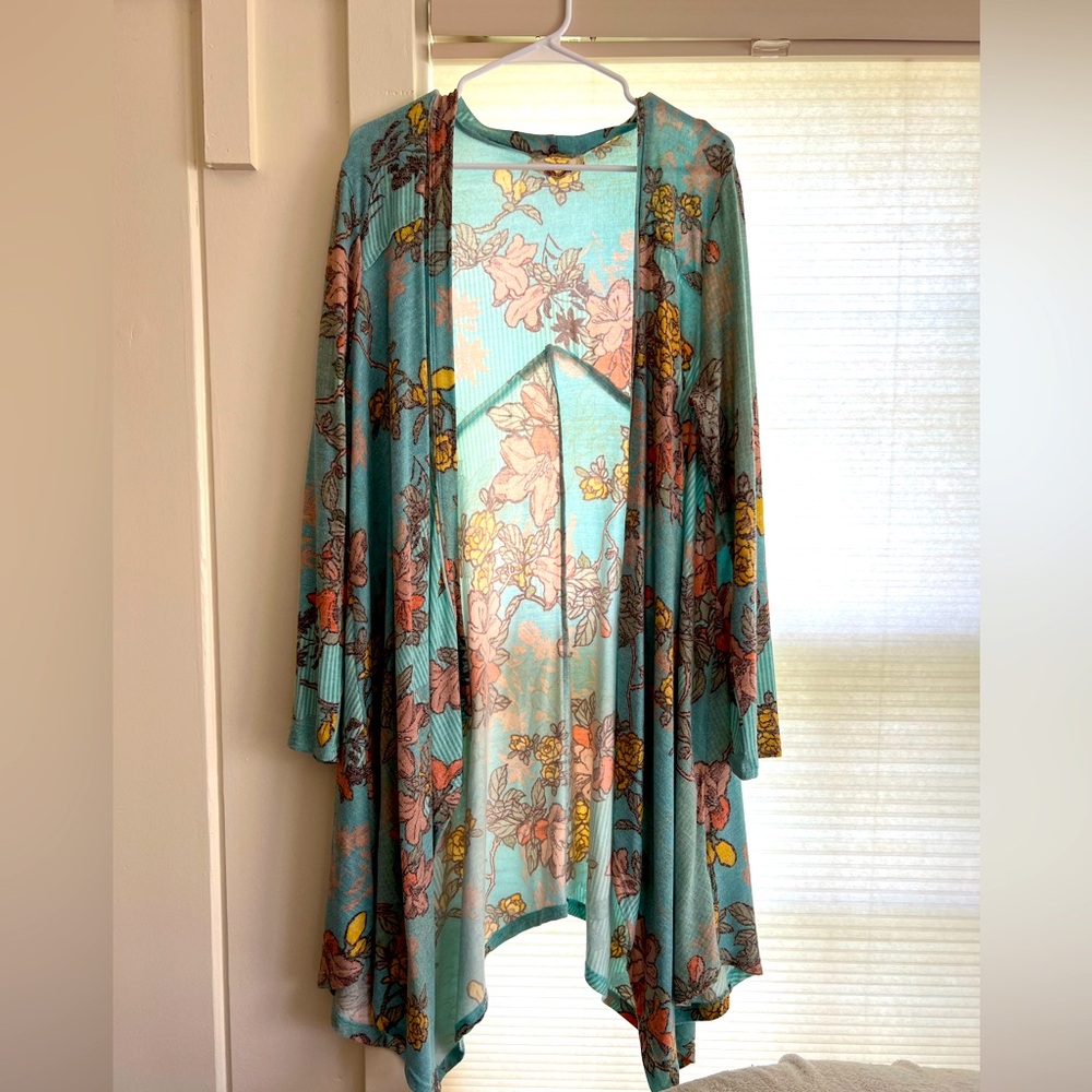 Long floral lightweight cardigan